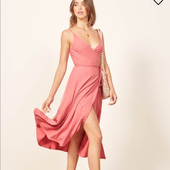 dusty pink midi dress